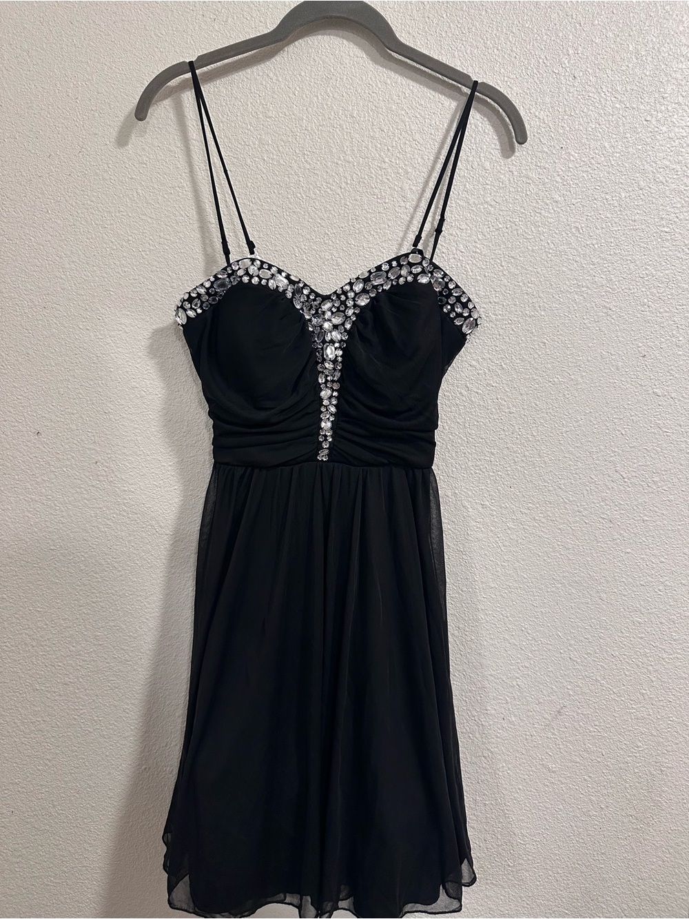 Speechless Black Mini Dress with Crystal Trim